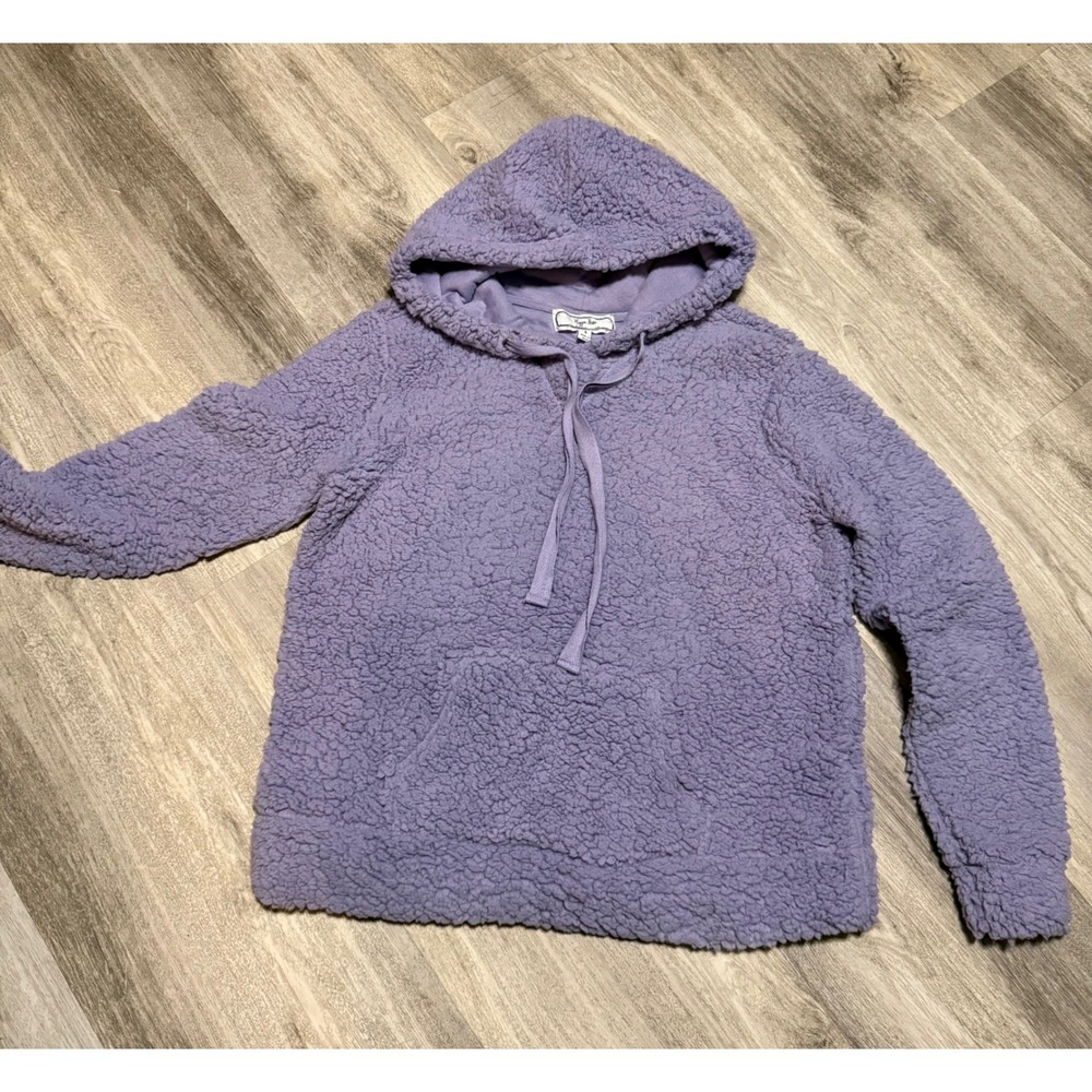 Hippie Rose Lavender Fuzzy Sherpa‎ Hoodie Sweatshirt Women's Size S